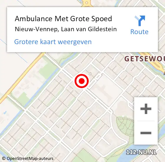 Locatie op kaart van de 112 melding: Ambulance Met Grote Spoed Naar Nieuw-Vennep, Laan van Gildestein op 17 juli 2023 13:05