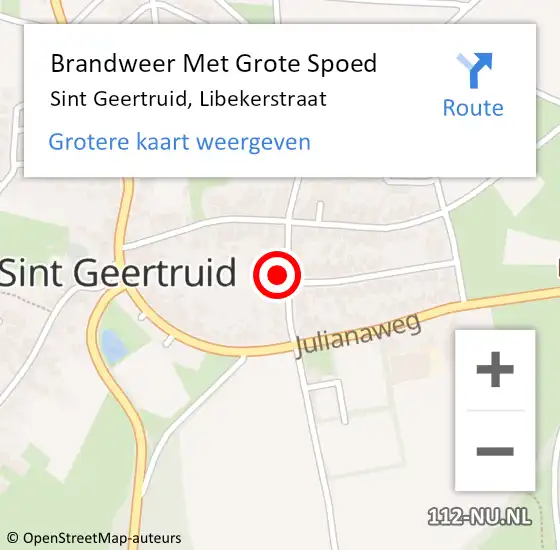 Locatie op kaart van de 112 melding: Brandweer Met Grote Spoed Naar Sint Geertruid, Libekerstraat op 17 juli 2023 13:45