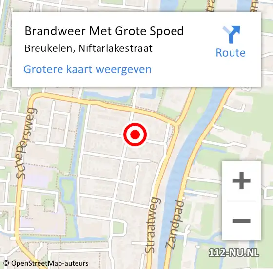 Locatie op kaart van de 112 melding: Brandweer Met Grote Spoed Naar Breukelen, Niftarlakestraat op 17 juli 2023 13:50