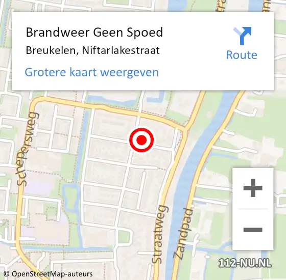 Locatie op kaart van de 112 melding: Brandweer Geen Spoed Naar Breukelen, Niftarlakestraat op 17 juli 2023 13:51