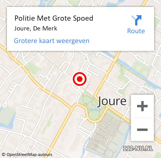 Locatie op kaart van de 112 melding: Politie Met Grote Spoed Naar Joure, De Merk op 17 juli 2023 13:59