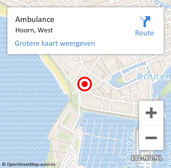 Locatie op kaart van de 112 melding: Ambulance Hoorn, West op 17 juli 2023 13:59