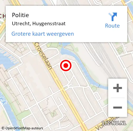 Locatie op kaart van de 112 melding: Politie Utrecht, Huygensstraat op 17 juli 2023 14:02