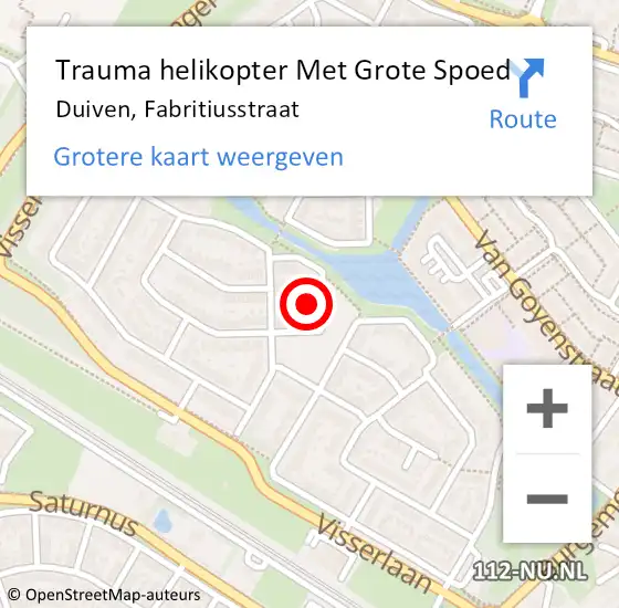 Locatie op kaart van de 112 melding: Trauma helikopter Met Grote Spoed Naar Duiven, Fabritiusstraat op 17 juli 2023 14:03