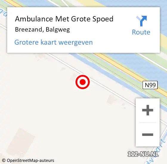 Locatie op kaart van de 112 melding: Ambulance Met Grote Spoed Naar Breezand, Balgweg op 17 juli 2023 14:12