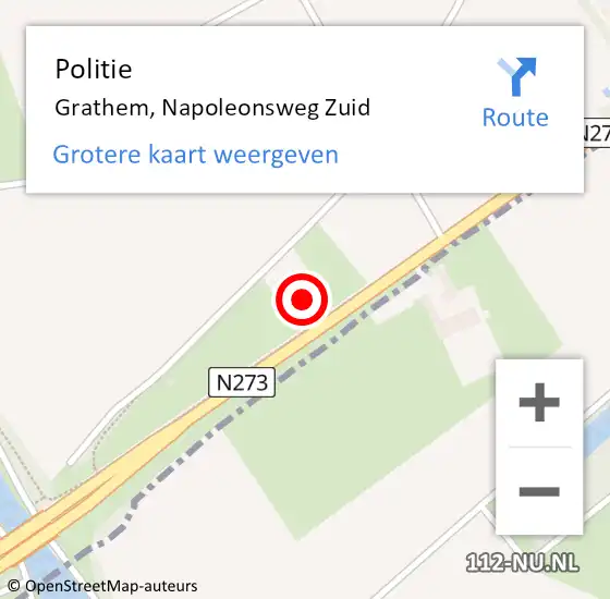 Locatie op kaart van de 112 melding: Politie Grathem, Napoleonsweg Zuid op 17 juli 2023 14:47