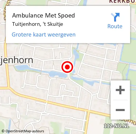 Locatie op kaart van de 112 melding: Ambulance Met Spoed Naar Tuitjenhorn, 't Skuitje op 17 juli 2023 14:48