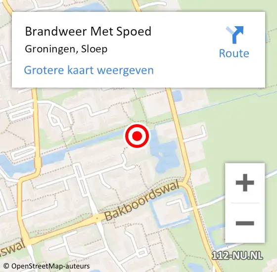 Locatie op kaart van de 112 melding: Brandweer Met Spoed Naar Groningen, Sloep op 17 juli 2023 15:02