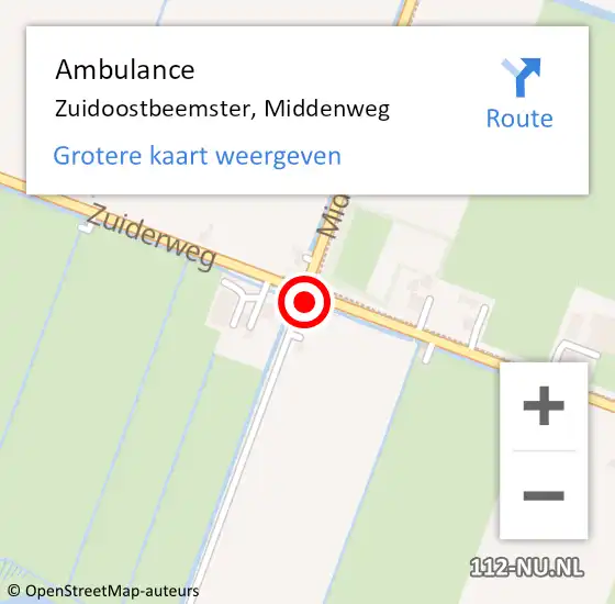 Locatie op kaart van de 112 melding: Ambulance Zuidoostbeemster, Middenweg op 17 juli 2023 15:12