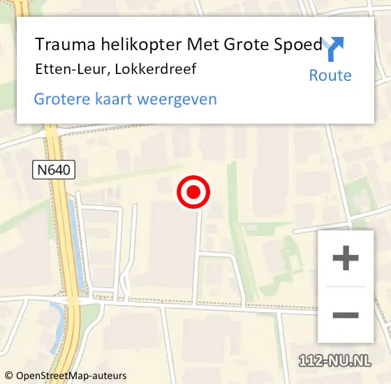 Locatie op kaart van de 112 melding: Trauma helikopter Met Grote Spoed Naar Etten-Leur, Lokkerdreef op 17 juli 2023 15:17