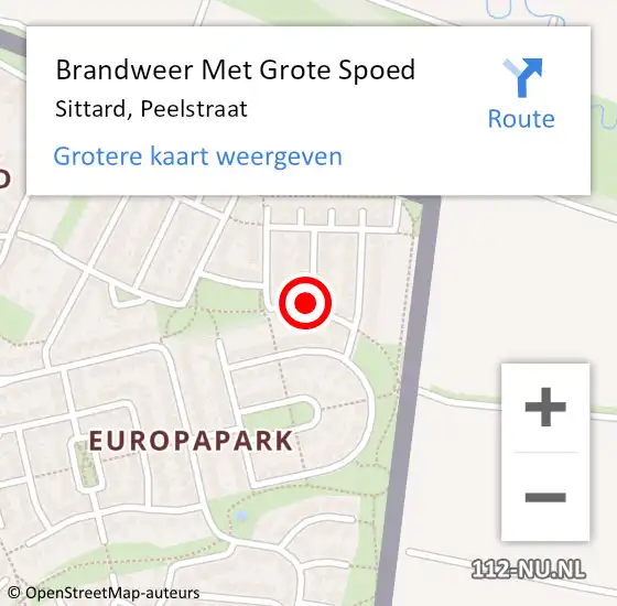 Locatie op kaart van de 112 melding: Brandweer Met Grote Spoed Naar Sittard, Peelstraat op 17 juli 2023 15:19