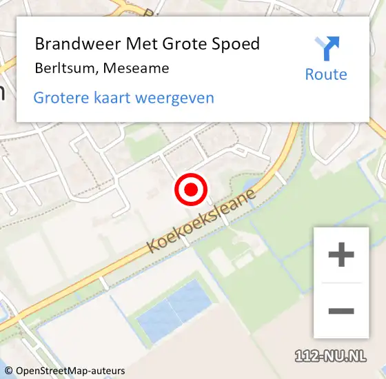 Locatie op kaart van de 112 melding: Brandweer Met Grote Spoed Naar Berltsum, Meseame op 17 juli 2023 15:23