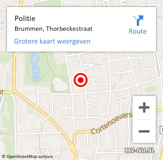 Locatie op kaart van de 112 melding: Politie Brummen, Thorbeckestraat op 17 juli 2023 16:20