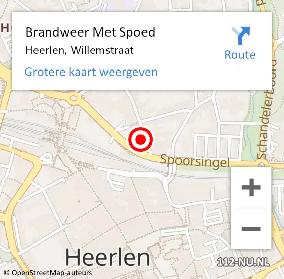 Locatie op kaart van de 112 melding: Brandweer Met Spoed Naar Heerlen, Willemstraat op 17 juli 2023 16:48