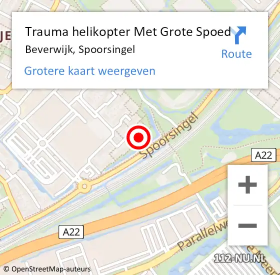 Locatie op kaart van de 112 melding: Trauma helikopter Met Grote Spoed Naar Beverwijk, Spoorsingel op 17 juli 2023 16:49