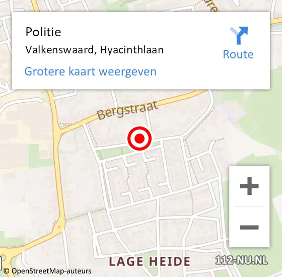 Locatie op kaart van de 112 melding: Politie Valkenswaard, Hyacinthlaan op 17 juli 2023 16:56