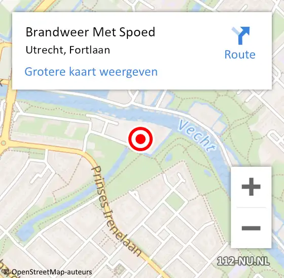 Locatie op kaart van de 112 melding: Brandweer Met Spoed Naar Utrecht, Fortlaan op 17 juli 2023 16:58