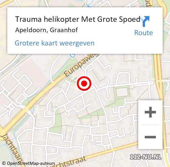 Locatie op kaart van de 112 melding: Trauma helikopter Met Grote Spoed Naar Apeldoorn, Graanhof op 17 juli 2023 17:02