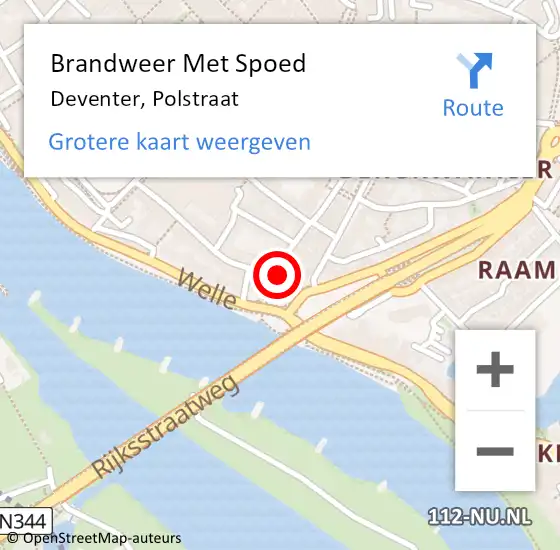 Locatie op kaart van de 112 melding: Brandweer Met Spoed Naar Deventer, Polstraat op 17 juli 2023 17:03