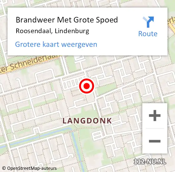 Locatie op kaart van de 112 melding: Brandweer Met Grote Spoed Naar Roosendaal, Lindenburg op 17 juli 2023 17:18