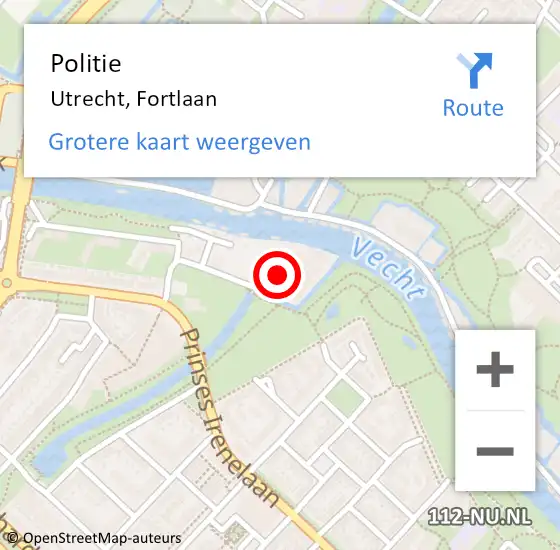 Locatie op kaart van de 112 melding: Politie Utrecht, Fortlaan op 17 juli 2023 17:21