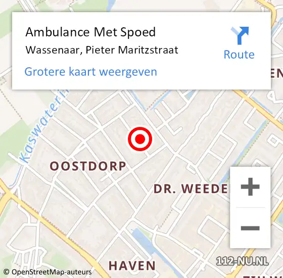 Locatie op kaart van de 112 melding: Ambulance Met Spoed Naar Wassenaar, Pieter Maritzstraat op 17 juli 2023 17:22