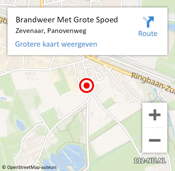 Locatie op kaart van de 112 melding: Brandweer Met Grote Spoed Naar Zevenaar, Panovenweg op 17 juli 2023 17:31