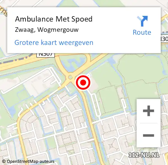 Locatie op kaart van de 112 melding: Ambulance Met Spoed Naar Zwaag, Wogmergouw op 17 juli 2023 17:56