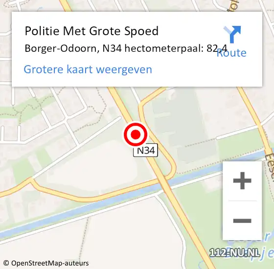 Locatie op kaart van de 112 melding: Politie Met Grote Spoed Naar Borger-Odoorn, N34 hectometerpaal: 82,4 op 17 juli 2023 17:56