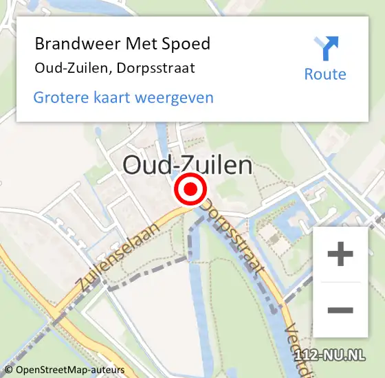 Locatie op kaart van de 112 melding: Brandweer Met Spoed Naar Oud-Zuilen, Dorpsstraat op 17 juli 2023 18:03