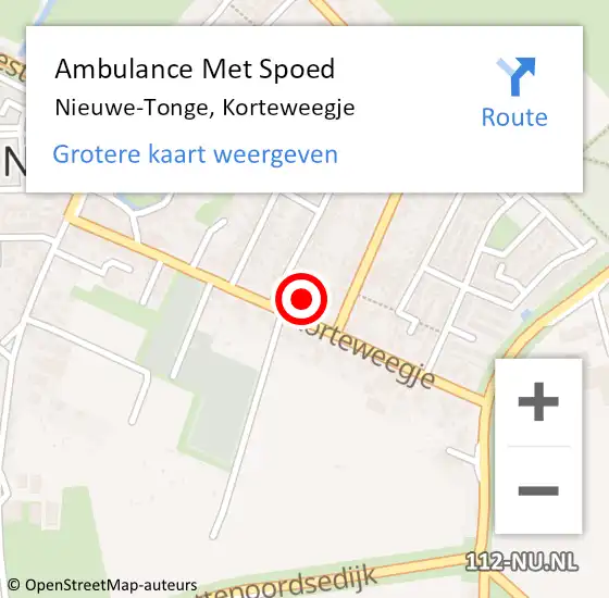 Locatie op kaart van de 112 melding: Ambulance Met Spoed Naar Nieuwe-Tonge, Korteweegje op 17 juli 2023 18:07