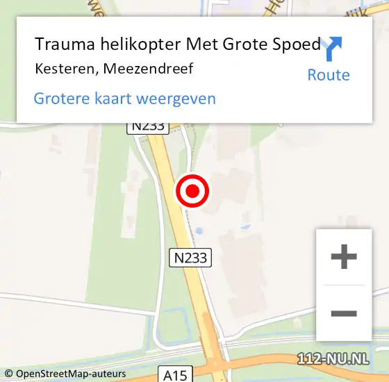 Locatie op kaart van de 112 melding: Trauma helikopter Met Grote Spoed Naar Kesteren, Meezendreef op 17 juli 2023 18:17