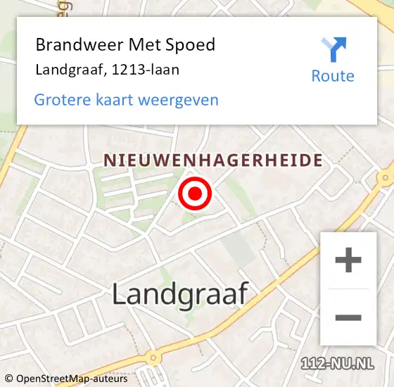 Locatie op kaart van de 112 melding: Brandweer Met Spoed Naar Landgraaf, 1213-laan op 17 juli 2023 18:20