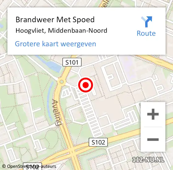 Locatie op kaart van de 112 melding: Brandweer Met Spoed Naar Hoogvliet, Middenbaan-Noord op 17 juli 2023 18:39