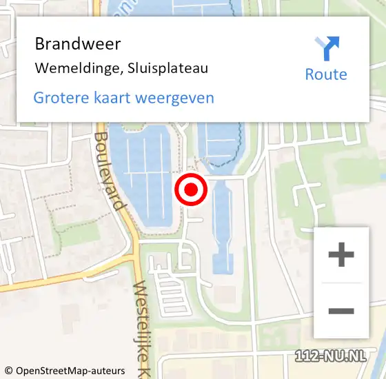 Locatie op kaart van de 112 melding: Brandweer Wemeldinge, Sluisplateau op 17 juli 2023 19:30