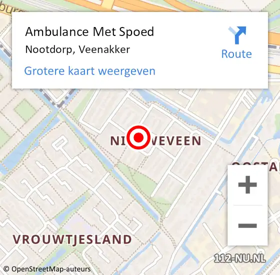 Locatie op kaart van de 112 melding: Ambulance Met Spoed Naar Nootdorp, Veenakker op 17 juli 2023 19:34