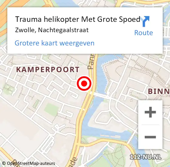 Locatie op kaart van de 112 melding: Trauma helikopter Met Grote Spoed Naar Zwolle, Nachtegaalstraat op 17 juli 2023 19:53