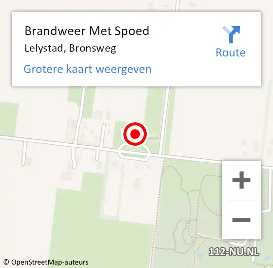 Locatie op kaart van de 112 melding: Brandweer Met Spoed Naar Lelystad, Bronsweg op 17 juli 2023 19:58