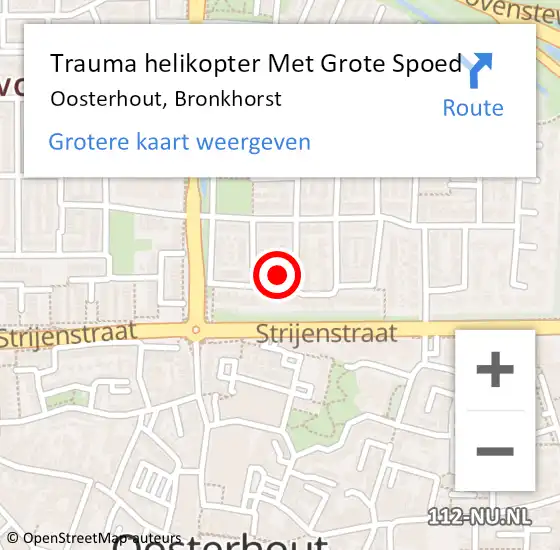 Locatie op kaart van de 112 melding: Trauma helikopter Met Grote Spoed Naar Oosterhout, Bronkhorst op 17 juli 2023 19:59