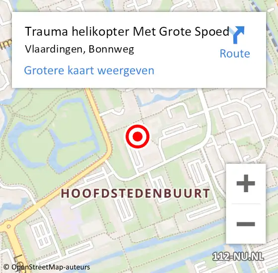 Locatie op kaart van de 112 melding: Trauma helikopter Met Grote Spoed Naar Vlaardingen, Bonnweg op 17 juli 2023 20:03