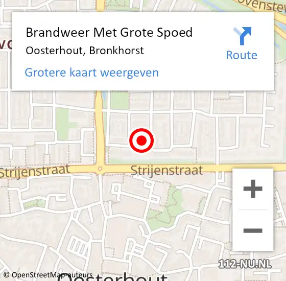 Locatie op kaart van de 112 melding: Brandweer Met Grote Spoed Naar Oosterhout, Bronkhorst op 17 juli 2023 20:10