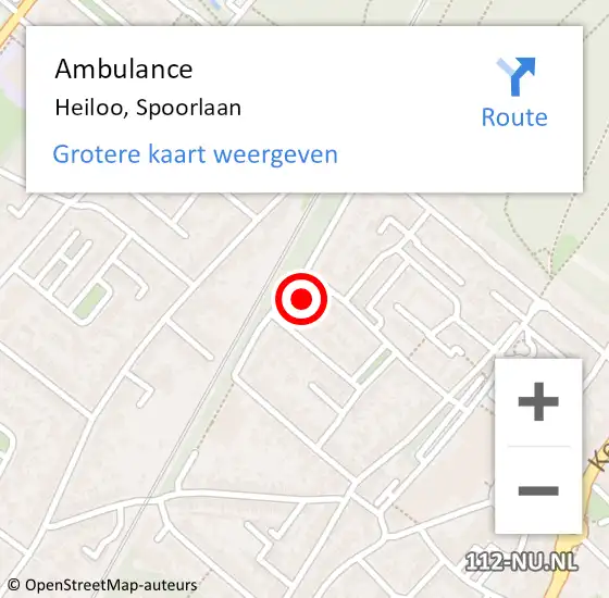 Locatie op kaart van de 112 melding: Ambulance Heiloo, Spoorlaan op 17 juli 2023 21:26