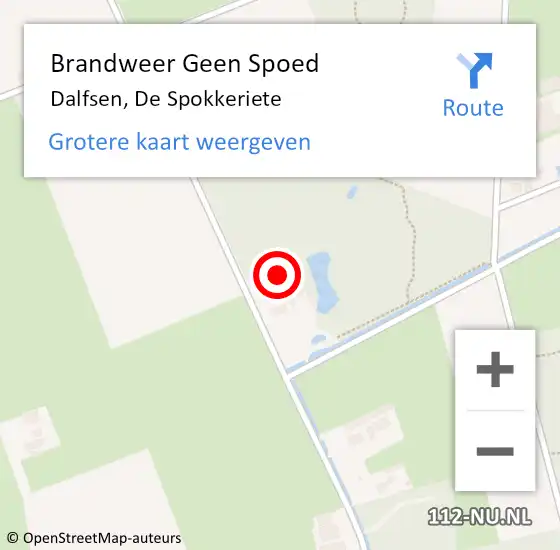 Locatie op kaart van de 112 melding: Brandweer Geen Spoed Naar Dalfsen, De Spokkeriete op 17 juli 2023 21:31