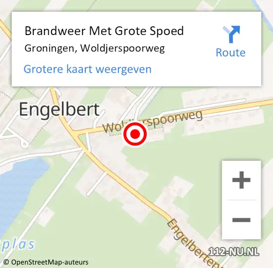 Locatie op kaart van de 112 melding: Brandweer Met Grote Spoed Naar Groningen, Woldjerspoorweg op 17 juli 2023 22:07