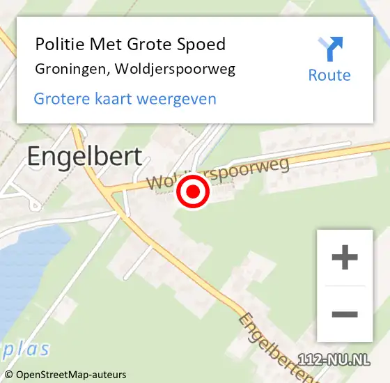 Locatie op kaart van de 112 melding: Politie Met Grote Spoed Naar Groningen, Woldjerspoorweg op 17 juli 2023 22:07