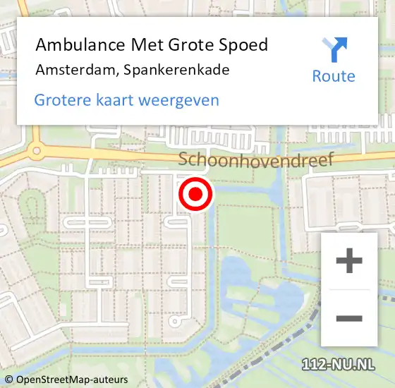 Locatie op kaart van de 112 melding: Ambulance Met Grote Spoed Naar Amsterdam, Spankerenkade op 17 juli 2023 22:40
