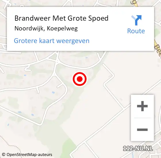 Locatie op kaart van de 112 melding: Brandweer Met Grote Spoed Naar Noordwijk, Koepelweg op 17 juli 2023 22:57