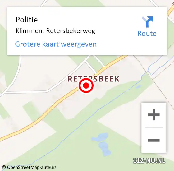 Locatie op kaart van de 112 melding: Politie Klimmen, Retersbekerweg op 17 juli 2023 23:02