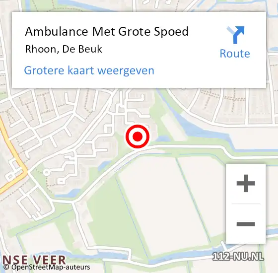 Locatie op kaart van de 112 melding: Ambulance Met Grote Spoed Naar Rhoon, De Beuk op 17 juli 2023 23:05