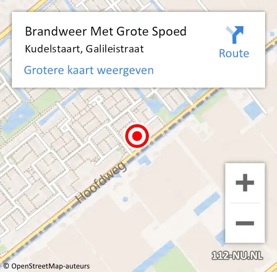 Locatie op kaart van de 112 melding: Brandweer Met Grote Spoed Naar Kudelstaart, Galileistraat op 17 juli 2023 23:15